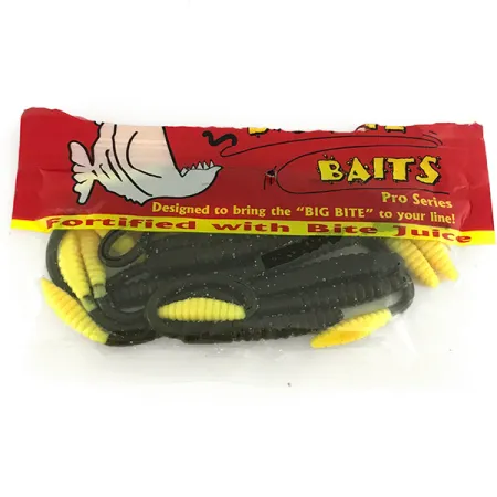 Big Bite Baits Jeff Kriet - Squirrel Tail Worm soft bait 10pcs, Green Pumpkin Chart Tail fishing #7093