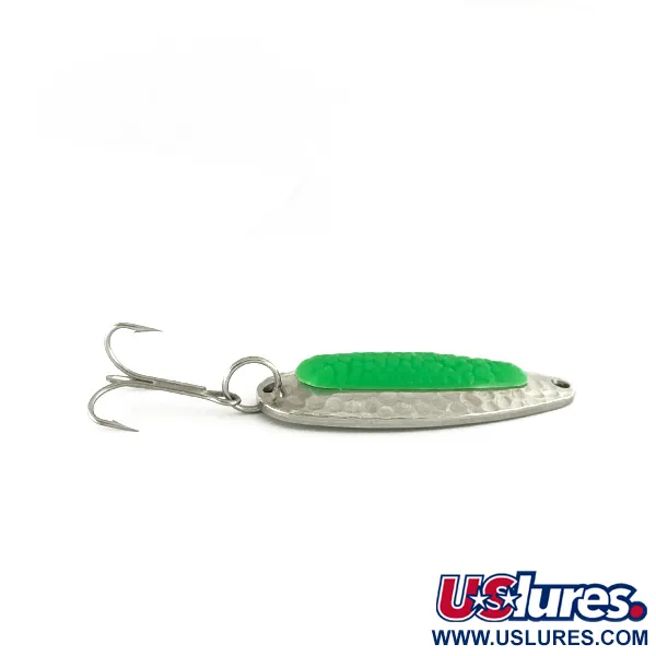 Vintage   Blue Fox Pixee UV, 1/2oz Hammered Nickel / Green fishing spoon #7112