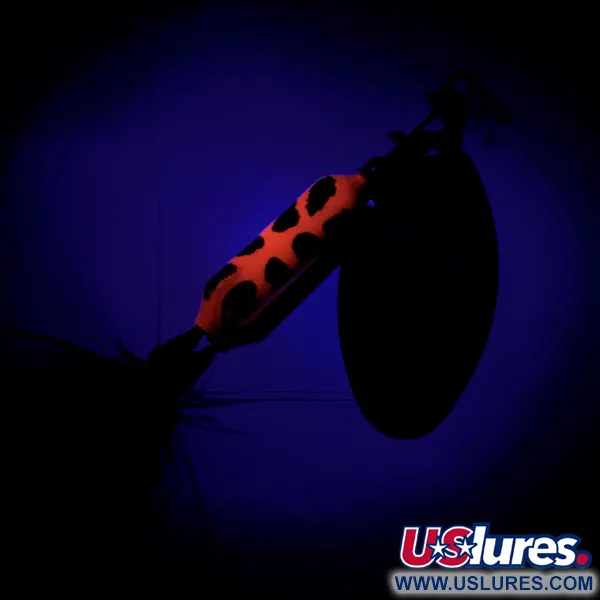  Yakima Bait Worden’s Original Rooster Tail, 1/8oz Gold / Red / Black UV Glow in UV light, Fluorescent spinning lure #7114