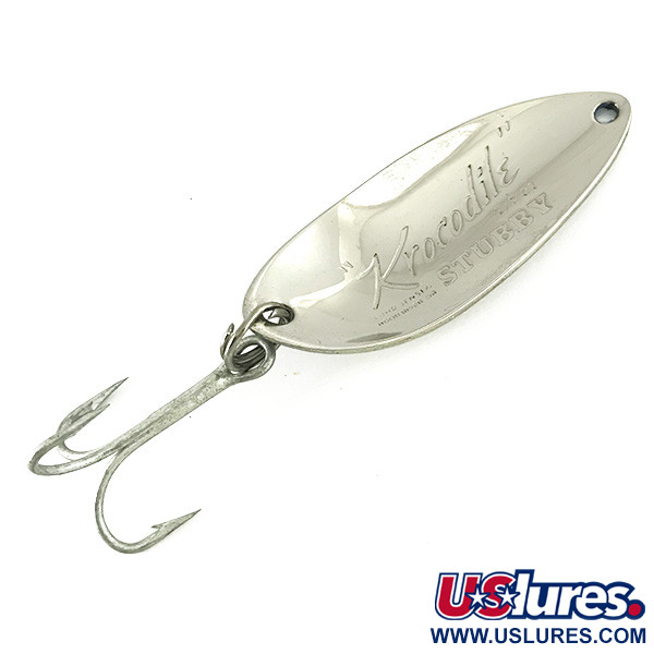 Vintage  Luhr Jensen Krocodile Stubby, 1/2oz Nickel / purple fishing spoon #7118