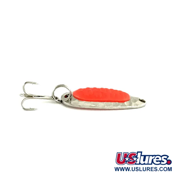Vintage   Blue Fox Pixee UV, 1/4oz Hammered Nickel / Orange fishing spoon #7124
