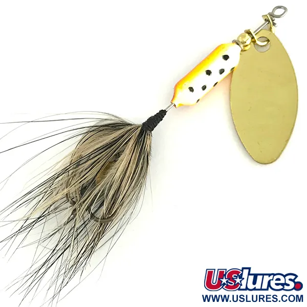 Vintage  Yakima Bait Worden’s Original Rooster Tail, 3/32oz Gold / Brown Trout spinning lure #7132