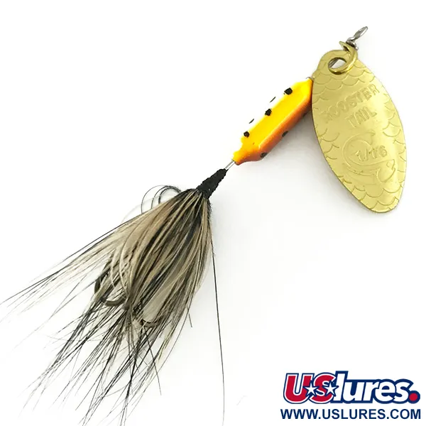 Vintage  Yakima Bait Worden’s Original Rooster Tail, 3/32oz Gold / Brown Trout spinning lure #7132