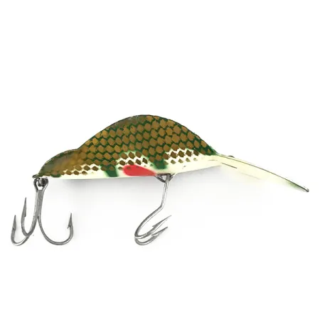 Vintage Buck Perry spoonplug, 3/4oz White / Green / Red fishing spoon #7152