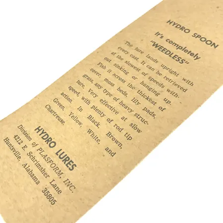 Hydro Lures ​Weedless  Hydro Spoon, 2/5oz Black fishing spoon #15668