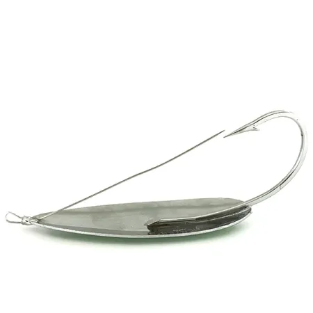 Vintage Weedless Herter's Olson Minnow, 1oz Nickel / Green fishing spoon #7160