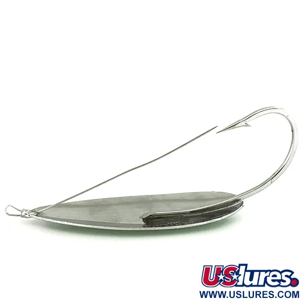 Vintage   Weedless Herter's Olson Minnow, 1oz Nickel / Green fishing spoon #7160