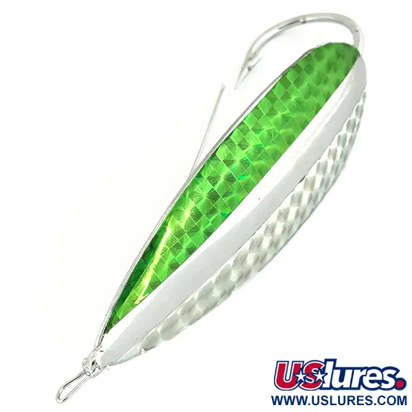 Vintage   Weedless Herter's Olson Minnow, 1oz Nickel / Green fishing spoon #7160