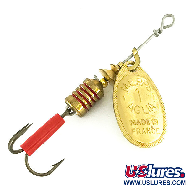 Vintage Mepps Aglia 00 Mouche, 1/16oz gold spinning lure #19984