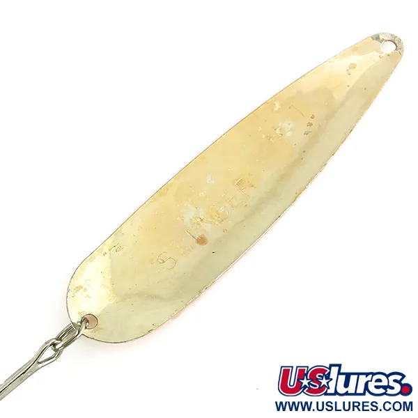 Vintage  Advance tackle Stinger Scorpio UV, 3/5oz Hammered Gold / Orange UV Glow in UV light, Fluorescent fishing spoon #7209