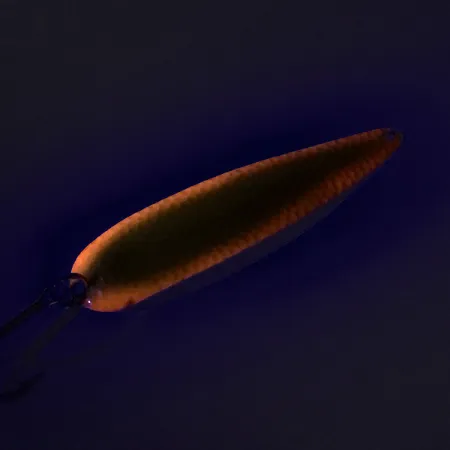 Vintage Advance tackle Stinger Scorpio UV, 3/5oz Hammered Gold / Orange UV Glow in UV light, Fluorescent fishing spoon #7209