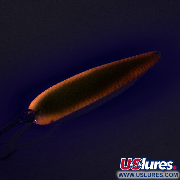 Vintage  Advance tackle Stinger Scorpio UV, 3/5oz Hammered Gold / Orange UV Glow in UV light, Fluorescent fishing spoon #7209