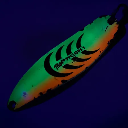 Vintage Mepps Syclops 1 UV, 2/5oz Fire Tiger fishing spoon #7230
