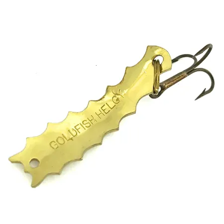 Vintage Al's gold fish Goldfish Helgy, 3/16oz Gold / Red Eyes fishing spoon #7244