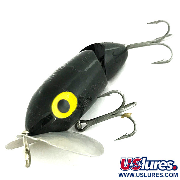 LOT 2 Black Vintage Fred Arbogast Jitterbug Fishing Lure Lures Top Water  Floater
