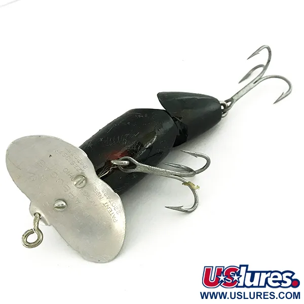 Vintage Fred Arbogast Jitterbug Jointed, 1/3oz Black fishing lure #7270