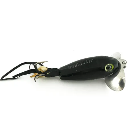 Vintage Fred Arbogast Jitterbug Weedless, 1/3oz Black fishing lure #7275