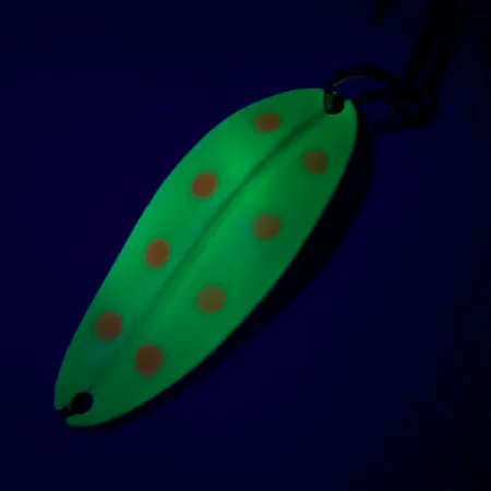 Vintage TODDCO Main liner UV, 2/5oz Fluorescent Yellow / Pink / Nickel fishing spoon #7284