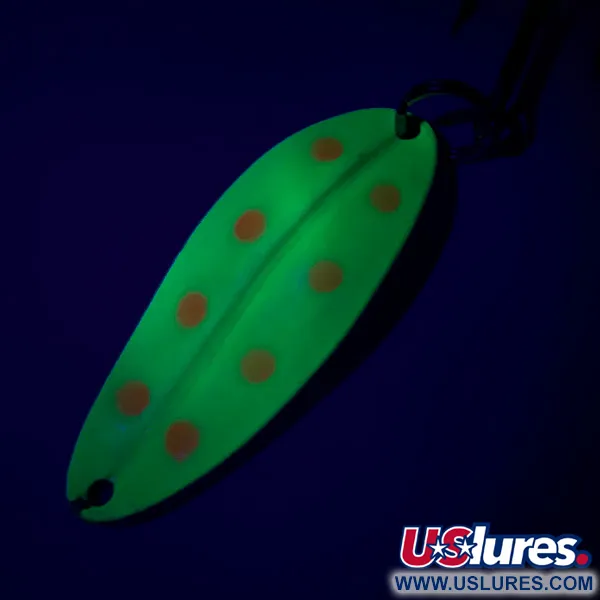 Vintage  TODDCO Main liner UV, 2/5oz Fluorescent Yellow / Pink / Nickel fishing spoon #7284