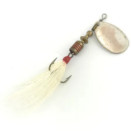 Vintage Mepps Aglia 2 dressed - bucktail, 3/16oz Silver / White spinning lure #7292