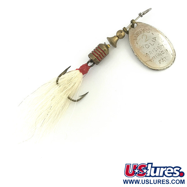 Vintage Mepps Aglia 2 dressed - bucktail, 3/16oz Silver / White spinning  lure #7292