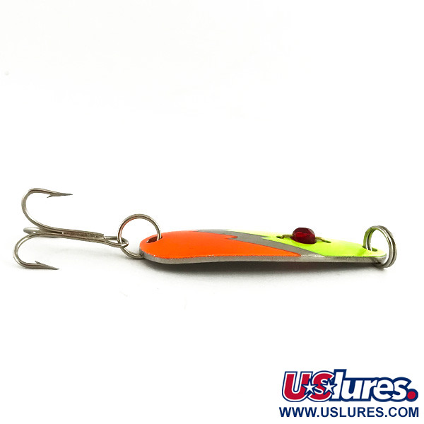 Vintage  Red Eye Lures Red Eye Evil Eye, 1/2oz Yellow / Orange / Nickel fishing spoon #7319