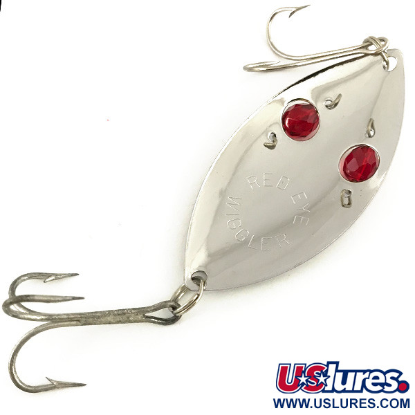 Vintage  Eppinger Red Eye Wiggler, 1oz Nickel / Red fishing spoon #7334