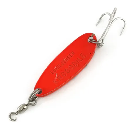 Luhr Jensen Krocodile UV, 1/3oz Fluorescent Orange / Black fishing spoon #7341