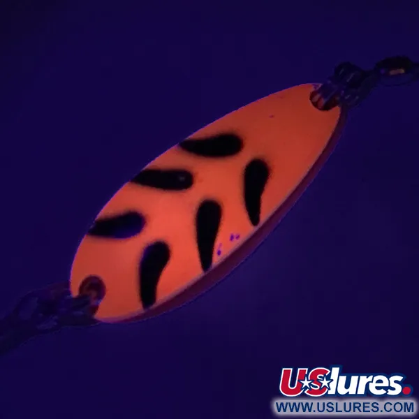 Luhr Jensen Krocodile UV, 1/3oz Fluorescent Orange / Black fishing spoon #7341