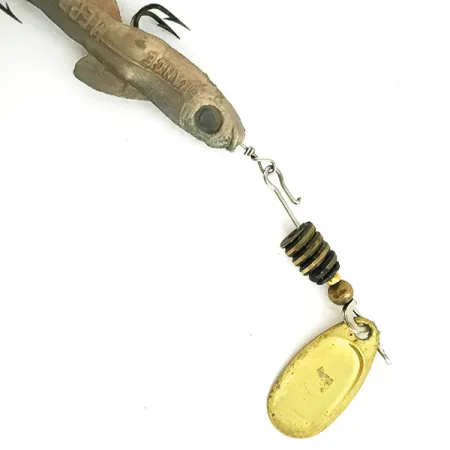 Vintage Mepps Comet Mino 1 - (replaceable hook), 3/16oz Gold spinning lure #7394