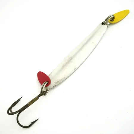 Vintage Bay de Noc Swedish pimple, 1/4oz White Pearl fishing spoon #7407