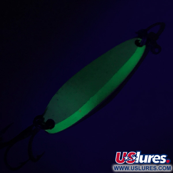  Luhr Jensen Krocodile Die #3 Glow,  White / Green fishing spoon #7410