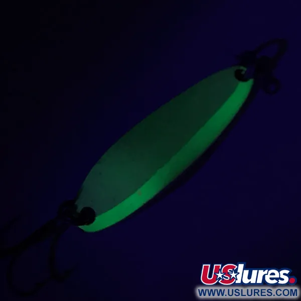 Luhr Jensen Krocodile Die #3 Glow, White / Green fishing spoon #7410