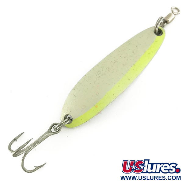  Luhr Jensen Krocodile Die #3 Glow,  White / Green fishing spoon #7410