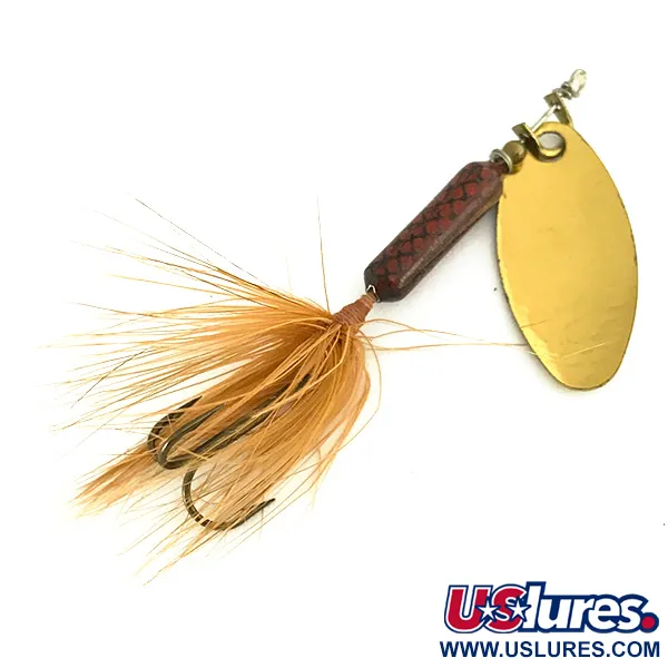 Vintage  Yakima Bait Worden’s Original Rooster Tail, 1/8oz Gold spinning lure #7414