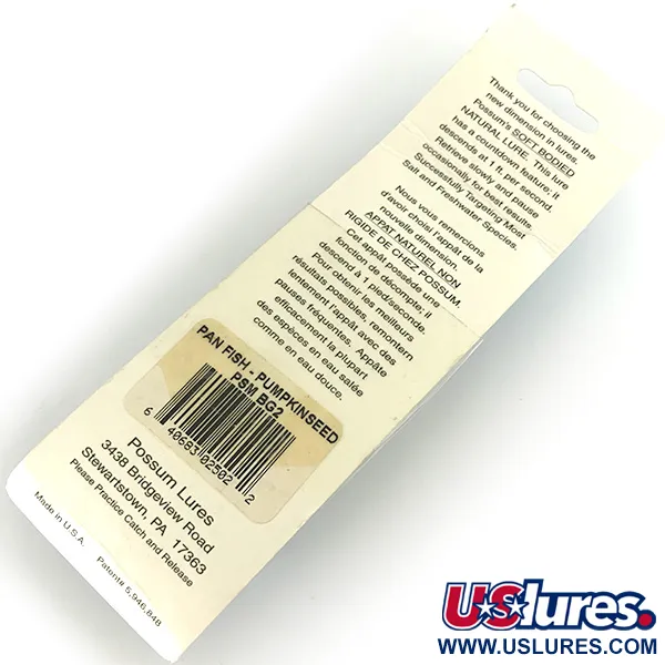   Possum Lures Pan Fish Pumpkinseed, 2/5oz Pumpkinseed fishing #7426