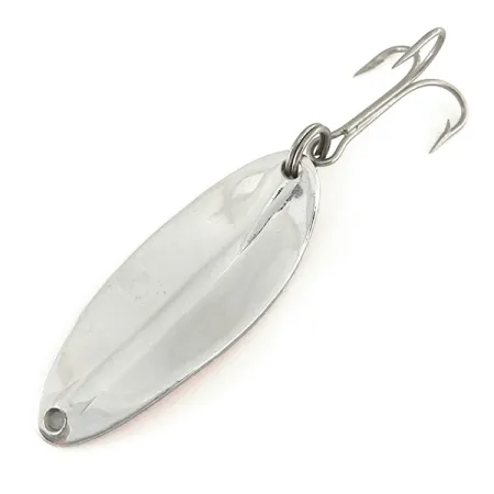 Vintage TODDCO Main liner Glow UV, 2/5oz Red / White / Nickel Glow in Dark, UV Fluorescent fishing spoon #7451