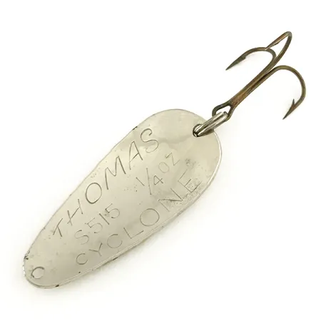 Vintage Thomas Cyclone, 1/4oz Silver / Red / White fishing spoon #7454