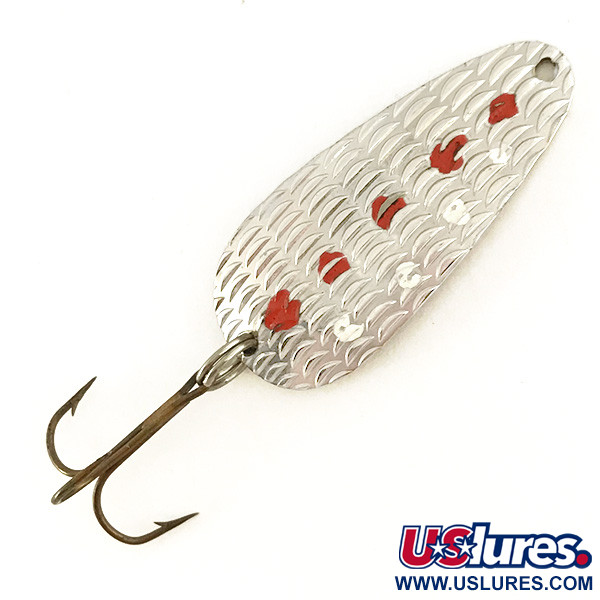 Vintage Thomas Cyclone, 1/4oz Silver / Red / White fishing spoon #7454