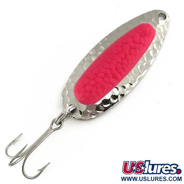 Vintage   Blue Fox Pixee UV, 1/2oz Hammered Nickel / Pink fishing spoon #7466