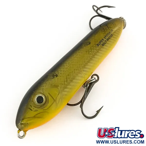 Vintage  Heddon Excalibur Super Spook Saltwater, 1/2oz Olive fishing lure #7475