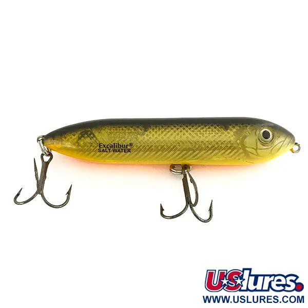 Vintage  Heddon Excalibur Super Spook Saltwater, 1/2oz Olive fishing lure #7475