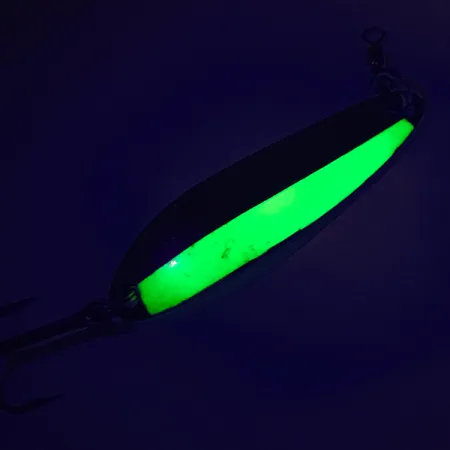 Vintage Luhr Jensen Krocodile Die #3 UV, 1/3oz Nickel / Chartreuse fishing spoon #7483