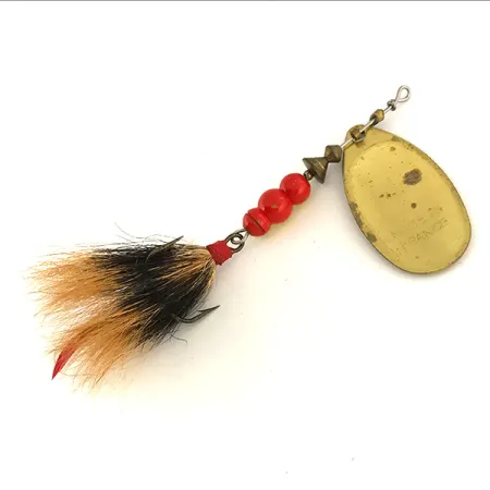 Vintage Mepps Aglia 4 dressed (squirrel tail), 1/3oz Brass spinning lure #7489