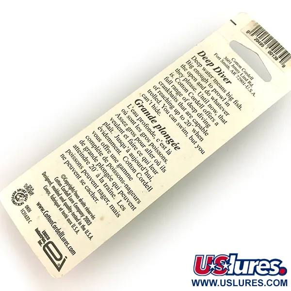   Cotton Cordell Wally Diver, 1/2oz Chartreuse fishing lure #7499