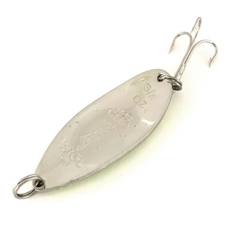 Vintage Seneca Little Cleo (Hula Girl) UV, 3/4oz Nickel / Green fishing spoon #7504