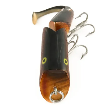 Vintage Fred Arbogast A.C. Plug Vintage Popper, 1oz Brown fishing lure #7508