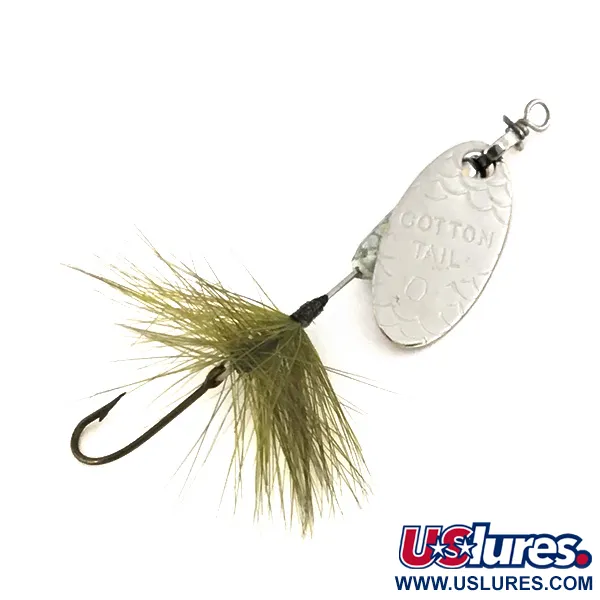 Vintage  Cotton Cordell Cotton Tail 0, 1/16oz Nickel spinning lure #7510