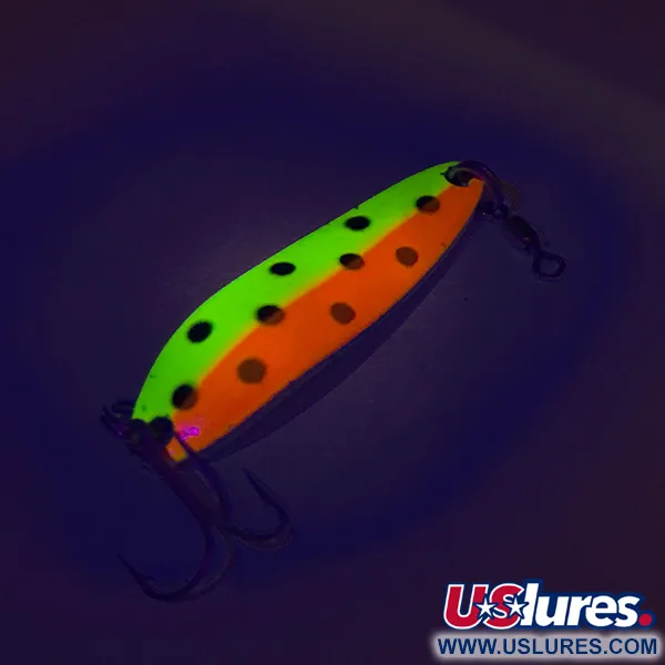 Vintage  Luhr Jensen Krocodile Die #3 UV, 1/2oz Yellow / Red / Black / Nickel fishing spoon #7523