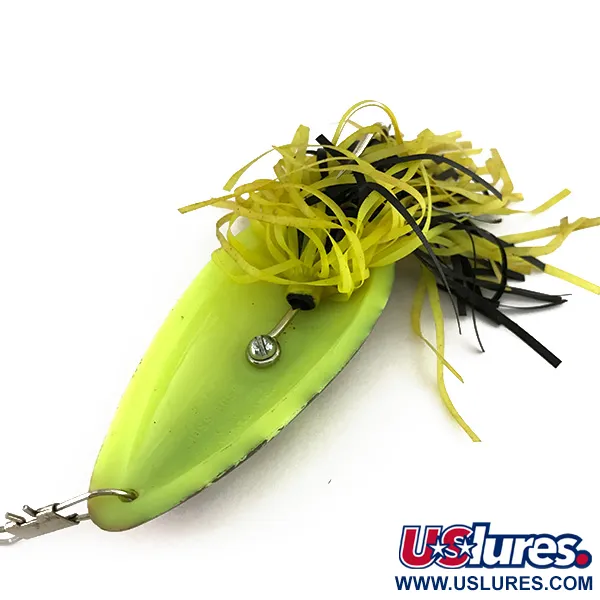 Vintage  Swamp Fox Weedless Original Moss Boss UV, 1/2oz Green UV Glow in UV light, Fluorescent fishing lure #7525